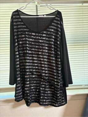 Cato Shimmery Black Knit Top